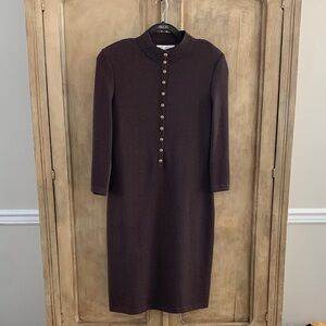 St. John Collection  Dark Brown 3/4 Sleeve Dress Vintage SZ 6